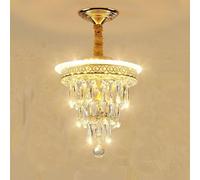 JQQJZLC Home Decoration LED Crystal Raindrop Chandelier Gold Small Hallway Hanging Light Fixtures Farmhouse Black Kitchen Close to Ceiling Lamp for Bedroom Bathroom Corridor(G-Black)