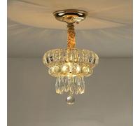 JQQJZLC Home Decoration LED Crystal Raindrop Chandelier Gold Small Hallway Hanging Light Fixtures Farmhouse Black Kitchen Close to Ceiling Lamp for Bedroom Bathroom Corridor(G-Black)