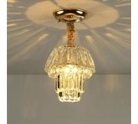 JQQJZLC Home Decoration LED Crystal Raindrop Chandelier Gold Small Hallway Hanging Light Fixtures Farmhouse Black Kitchen Close to Ceiling Lamp for Bedroom Bathroom Corridor(G-Black)