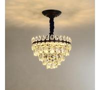 JQQJZLC Home Decoration LED Crystal Raindrop Chandelier Gold Small Hallway Hanging Light Fixtures Farmhouse Black Kitchen Close to Ceiling Lamp for Bedroom Bathroom Corridor(G-Black)