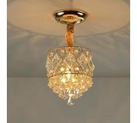 JQQJZLC Home Decoration LED Crystal Raindrop Chandelier Gold Small Hallway Hanging Light Fixtures Farmhouse Black Kitchen Close to Ceiling Lamp for Bedroom Bathroom Corridor(G-Black)