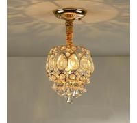JQQJZLC Home Decoration LED Crystal Raindrop Chandelier Gold Small Hallway Hanging Light Fixtures Farmhouse Black Kitchen Close to Ceiling Lamp for Bedroom Bathroom Corridor(G-Black)