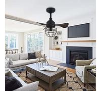 JQQJZLC Industrial Ceiling Fans with Lights and Remote Control Silent Fan Ceiling Light Adjustable Light and Dark 6 Wind Speed Reversible Timer Chandelier Fan for Bedroom Kitchen-c