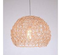 JQQJZLC Japanese Bamboo Rattan Lustre Chandelier Retro Hemp Creative Spherical Pendant Lamp Art Deco Braided Ceiling Pendant Light E27 Hand-Woven Adjustable Living Room Dining Room Ceiling Lighting