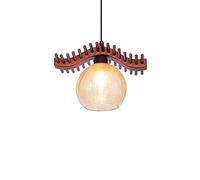 JQQJZLC Japanese Style Retro Red Solid Wood Chandelier Southeast Asian Style Glass Lampshade Vintage Ceiling Pendant Light for Tea Room Dining Room Kitchen Island Restaurant E27 Hanging Lamp Change
