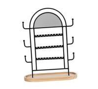 JQQJZLC jewellery Earrings Display Stand Earring Rack with Wooden Tray Dresser Tabletop Simple Earrings Holder for Watches Hoops Stud Rings jewelry