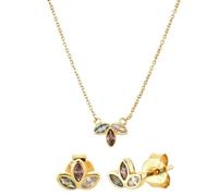 JQQJZLC jewellery necklace and bracelet set - simple leaf zircon 925 pendant jewelry set, for allergen-free wedding jewelry for bride bridesmaids jewelry