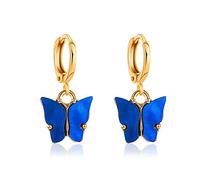 JQQJZLC jewellery Women Silver Earrings, Cute Butterfly Drop Earrings For Women Navy Blue Fashion Animal Vintage Jewelry Acrylic Female Earring Pendientes Gifts For Girlfriend, Wife, Sister, Daughter,