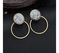 JQQJZLC jewellery Women Silver Earrings, Fashion Women Punk Stud Earrings Geometric Round/Triangle Faux Marbled Stone from India Pendientes Ladies Jewelry jewelry