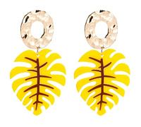 JQQJZLC jewellery Women Silver Earrings, Hyperbole Colorful Leaf Drop Earrings Trendy Bright Gold Color For Women Beach Major Jewelry Bijoux Gifts For Girlfriend, Wife, Sister, Daughter, Mother On