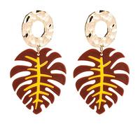 JQQJZLC jewellery Women Silver Earrings, Hyperbole Colorful Leaf Drop Earrings Trendy Bright Gold Color For Women Beach Major Jewelry Bijoux Gifts For Girlfriend, Wife, Sister, Daughter, Mother On