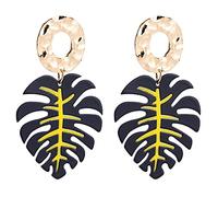 JQQJZLC jewellery Women Silver Earrings, Hyperbole Colorful Leaf Drop Earrings Trendy Bright Gold Color For Women Beach Major Jewelry Bijoux Gifts For Girlfriend, Wife, Sister, Daughter, Mother On