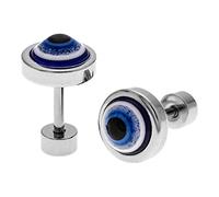 JQQJZLC jewellery Women Silver Earrings, Unique Design Stainless Steel Evil Eye Small Stud Earrings For Women Black Gold Silver Color Round Earring Men Jewelry Brinco Gifts For Girlfriend, Wife,