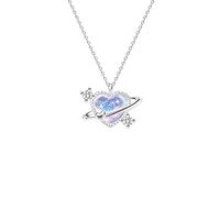 JQQJZLC jewelry 925 Sterling Silver Moonstone Aurora Heart Charm Necklace Pendant for Women Wedding Fashion Party Jewelry Gift Accessories Jewelry for girls