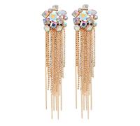 JQQJZLC jewelry for women Long Link Tassel Korean Fashion For Women Girl Crystal Luxury Designer Jewelry Statement Vintage Boho Accessories women's jewelry