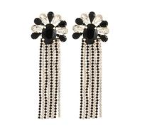 JQQJZLC jewelry for women Luxury Big Glass Long Link Tassel Dangle For Women 9 Color Korean Fashion Jewelry Designer Statement Accessories women's jewelry