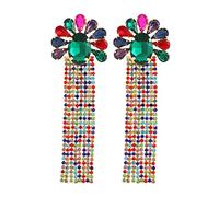 JQQJZLC jewelry for women Luxury Big Glass Long Link Tassel Dangle For Women 9 Color Korean Fashion Jewelry Designer Statement Accessories women's jewelry
