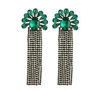 JQQJZLC jewelry for women Luxury Big Glass Long Link Tassel Dangle For Women 9 Color Korean Fashion Jewelry Designer Statement Accessories women's jewelry