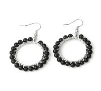 JQQJZLC jewelry for women Natural Crystal Drop Earrings Reiki 4 mm Stone Bead Silver Color Wire Wrapped Circle Dangle Earring Women Charm Jewelry women's jewelry