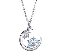 JQQJZLC jewelry Temperament Necklace, Moon Snowflake 925 sterling silver Necklaces for Women Girls Jewelry for girls