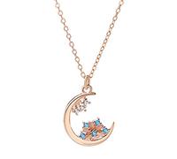 JQQJZLC jewelry Temperament Necklace, Moon Snowflake 925 sterling silver Necklaces for Women Girls Jewelry for girls