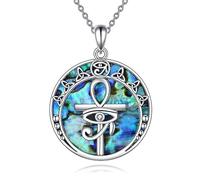JQQJZLC jewelry Triple Moon Celtic Lotus for Women Sterling Silver Celtic Knot Heart Pendant Abalone Shell Cross Jewelry Christmas Birthday Gifts for Girls Jewelry for girls