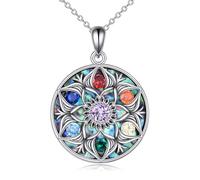 JQQJZLC jewelry Triple Moon Celtic Lotus for Women Sterling Silver Celtic Knot Heart Pendant Abalone Shell Cross Jewelry Christmas Birthday Gifts for Girls Jewelry for girls