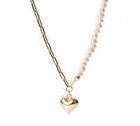JQQJZLC jewelry Women Necklaces Sterling Simple Heart Creative Pearl necklace for Women Light Temperament Jewelry Accessories/Gold Jewelry for girls