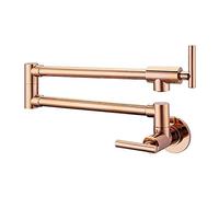 JQQJZLC Kitchen Faucet Brass Kitchen Single Cold Water Taps Rose Gold Finish Pot Filler Faucet with Dual Joint Swing Arm Wall Mounted Dual Handle Folding 360° Swivel Sink Taps