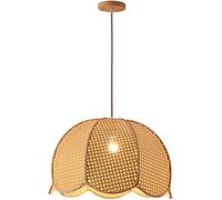 JQQJZLC Kitchen Living Room Bedroom Crafts Lampshade E27 Adjustable Chandelier for Japanese Bohemia Hanging Lamps Hand Woven Vintage Flower Pendant Lamp Indoor Rattan Pendant Light Fixture (Size :