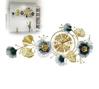 JQQJZLC Large Metal Ginkgo Flower Wall Clocks,Modern 3D Decor Wall Watches, Silent Non Ticking Quartz Clock for Living Room,83x50 cm