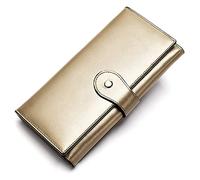 JQQJZLC Leather Trifold Wallet Vintage Long Wallet Blocking Holder Phone Clutch Zipper