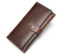 JQQJZLC Leather Trifold Wallet Vintage Long Wallet Blocking Holder Phone Clutch Zipper