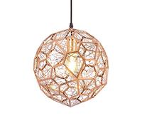 JQQJZLC LED Chandeliers, Single Head, Creative Metal Spherical Pendant Lamp, Height Adjustable, Hollow Shade, Kitchen Island Dining Room Lighting Fixtures