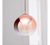 JQQJZLC Light Luxury Gradient Orb Glass Chandelier, Pink Electroplate Glass Pendant Light,Nordic Minimalist Bedroom Bedside Personality Cafe Hanging Lamp Interesting Life (25cm)
