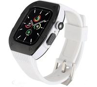 JQQJZLC Luxury Stainless Steel Refit Silicone Watch Strap Rm Mod Kit，For Ultra 8 7 6 SE 5 4，For Iwatch 44mm 45mm 49mm Modification Kit Replacement Cover Watchband