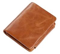 JQQJZLC Men Wallet CowhideWallet Business Credit Card Holder Blocking 3 Fold Vertical Zipper Purse Man