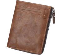 JQQJZLC Men's Wallet Zipper Multi-Slot Short Money Clip Vintage Money Clip Short Card Bag(1)