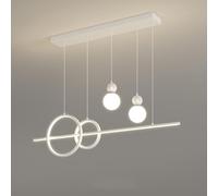 JQQJZLC Mid Century Modern Globe Linear Chandelier Long Strip Pendant Light for Dining Room White Dimmable LED Chandelier Green Ceiling Hanging Lamp for Restaurant Table Kitchen Island Living Room