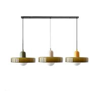 JQQJZLC Mid Century Modern Pendant 3 Light Vintage Green Glass Hanging Light Ceiling Farmhouse Dining Room Chandelier Over Table Linear Kitchen Island Lighting Fixture for Bedroom Living Room