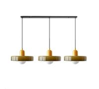JQQJZLC Mid Century Modern Pendant 3 Light Vintage Green Glass Hanging Light Ceiling Farmhouse Dining Room Chandelier Over Table Linear Kitchen Island Lighting Fixture for Bedroom Living Room