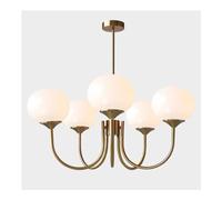 JQQJZLC Minimalist Large Pink Glass Ball Pendant Light - Mid Century 5-Light Chandelier, Modern Glass Globe Pendant Light, Farmhouse Industrial Gold Hanging Ceiling Light Fixture (Color : Pin