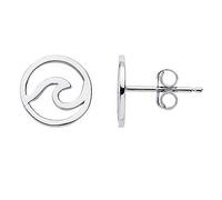 JQQJZLC Minimalist Round Ocean Wave Tiny Stud Earrings for Women Girls Men Sterling Silver Simple Small Studs Tragus Post Hypoallergenic Holiday Sea Beach Jewelry Gifts for Surfer Lover