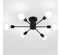 JQQJZLC Modern Art Sputnik Chandelier,Modern Ceiling Light Flush Mount Metal Molecular Ceiling Lamp Industrial Vintage Chandelier Ceiling Light Fixure Bedroom Ceiling Lights,Black,6 Lights (Black. 10