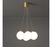 JQQJZLC Modern Glass Globe Chandelier for Bedroom Antique Brass Cluster Milk Ball Bubble Chandelier for Living Room Gold Coastal Mid Century Ceiling Pendant Light for Dining Room Kitchen Island
