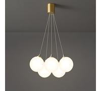 JQQJZLC Modern Glass Globe Chandelier for Bedroom Antique Brass Cluster Milk Ball Bubble Chandelier for Living Room Gold Coastal Mid Century Ceiling Pendant Light for Dining Room Kitchen Island
