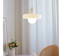 JQQJZLC Modern Glass Pendant Light Kitchen Island White Hanging Light Ceiling Mid Century Lamp Orange Amber Retro Farmhouse Vintage Chandelier for Bedroom Dinning Room Bar Foyer Entryway