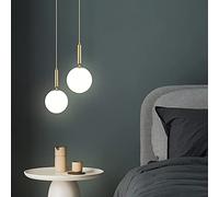 JQQJZLC Modern Globe Ceiling Chandelier Creative and Simple Frosted Glass Gold Light Fixture Northern Europe Single Ceiling Hanging Pendant Lighting for Bathroom Kitchen Island Dining Room