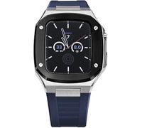 JQQJZLC Modification Kit Metal Cover Case Rubber Replacement Watch Strap，For 7 6 5 4 4 45/44mm, Men Stainless Steel Full Protective Case+fluororubber Band for IWatch Series