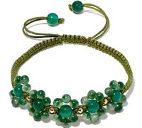 JQQJZLC Moss Agate Flower Friendship Bracelets Adjustable Handmade Braided Cute Daisy Charms Bracelets for Women Bohemian Summer Jewelry Gifts